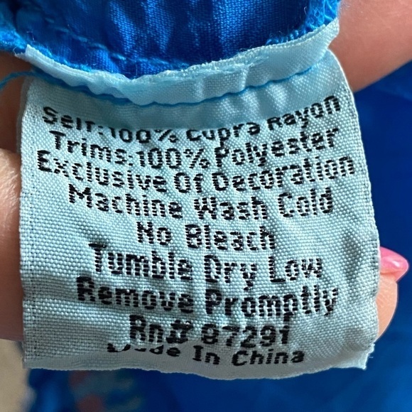 Johnny Was Vanessa Boho Blue Tie Neck Tunic Embroidered Blouse, size XS - Picture 14 of 15